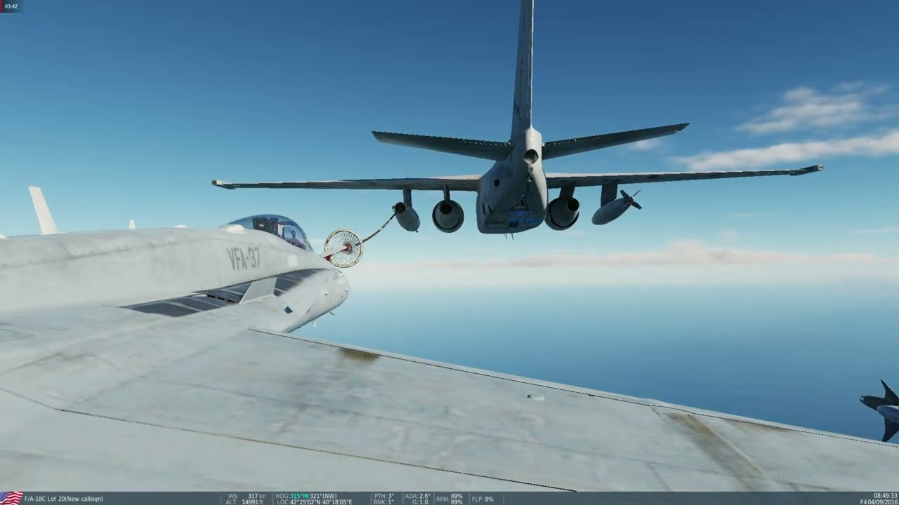 first air to air refueling with keyboard throttle and joystick