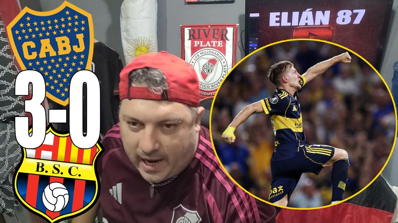 BOCA JUNIORS 3 VS BARCELONA SC - REACCION CALIENTE DEL HINCHA DE RIVER