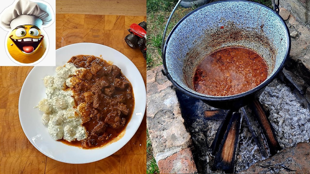 KÉNYELMESEN készült vörösboros szarvaspörkölt bográcsban, kapros túrós tejfölös gnocchival .-)