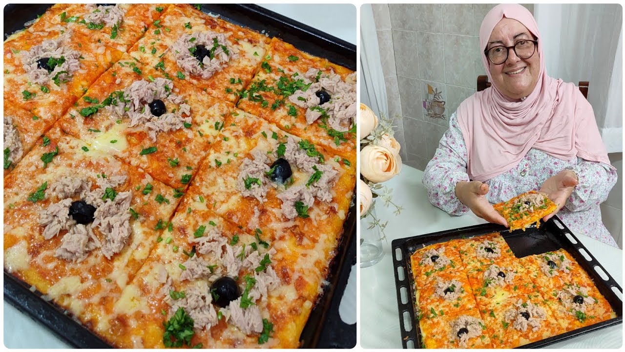 بيتزا كاري على طريقة مامي طرية وخفيفة والبنة هبال 🤤