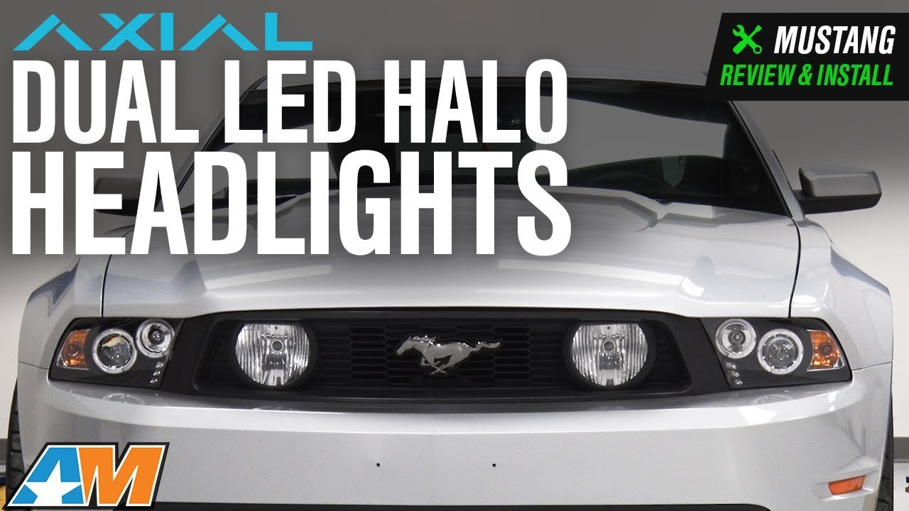 2010-2012 Mustang GT & V6 Axial Black Projector Dual Halo Headlights - LED Review & Install