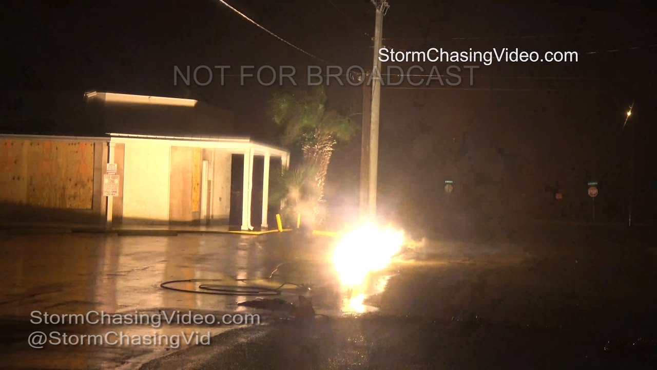 Burning and Exploding  Power Lines Hurricane Matthew - 10/7/2016