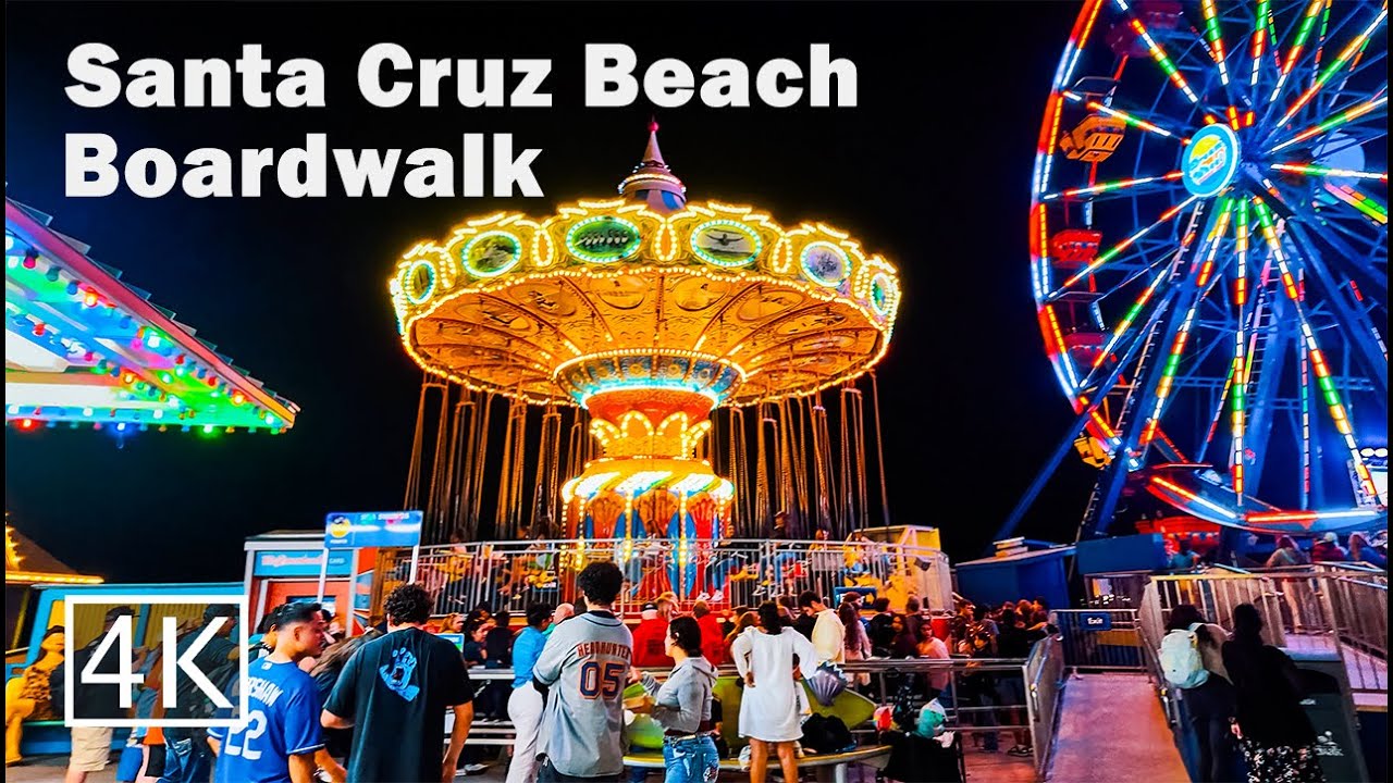 [4K] Santa Cruz Beach Boardwalk - California - Night Walking Tour