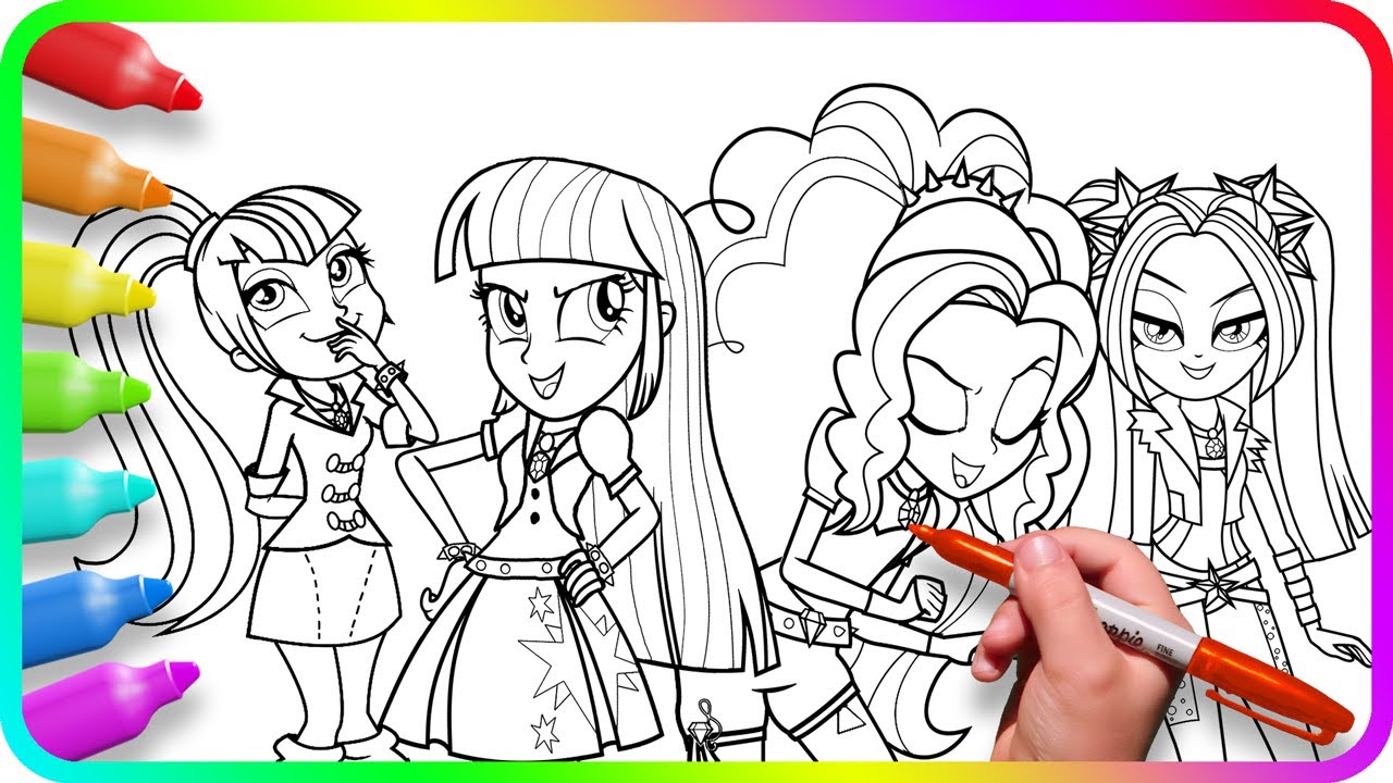 EQUESTRIA GIRLS Coloring Pages - Twilight Sparkle and Dazzlings / How to color My Little Pony / MLP