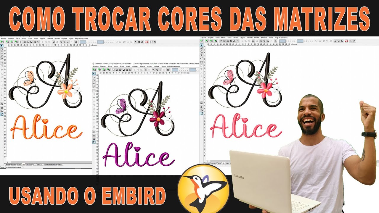 Mudar cores da matriz de bordado