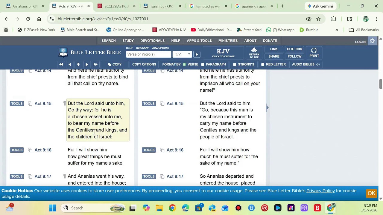 Going Live On A Tuesday Afternoon 03-17-2026 Galatians Chapter 6 Breakdown.