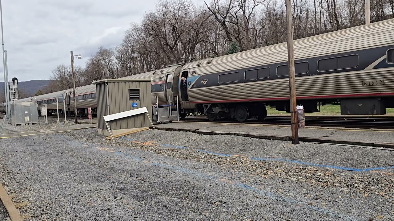 Amtrak #132 leads the westbound Pennsylvanian at Lewistown, PA (03/12/2026)