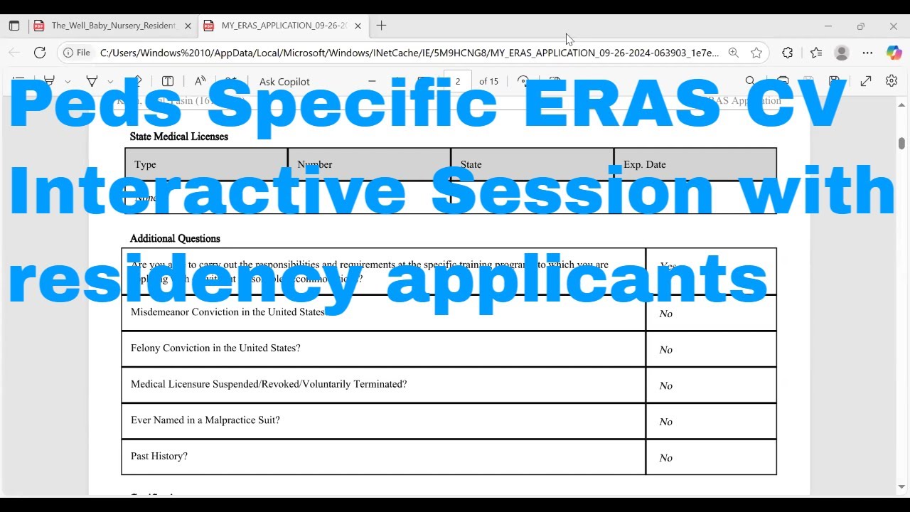 Peds Specific  ERAS CV and Experiences| Dr. Bilal Yaseen Khan