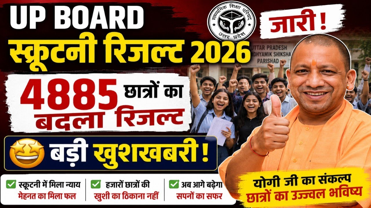 🔥 UP Board Scrutiny Result 2026 जारी | 4885 छात्रों का बदला रिजल्ट | बड़ी खुशखबरी! 