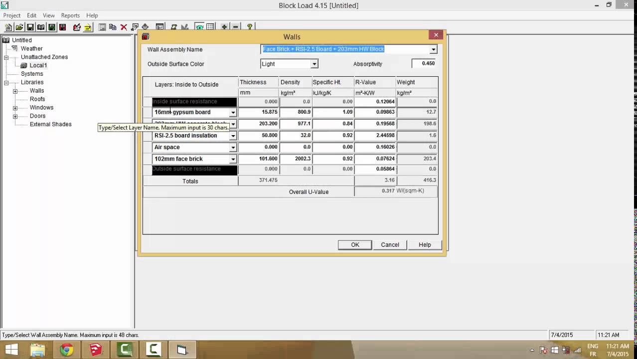 BlockLoad: Calcul de Bilan Thermique d'un local.
