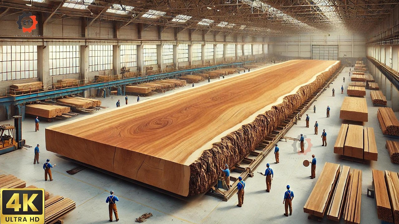 Giant Logs Through Heavy Machines  Unique Wood Tables Inside the Factory