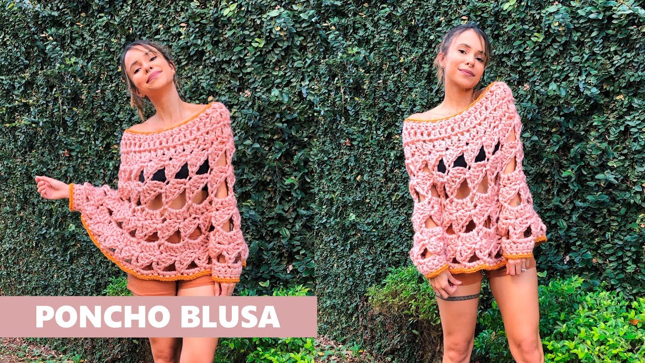 PONCHO BLUSA RÁPIDO - CROCHÊ