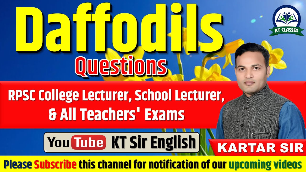 Daffodils - Questions || RPSC College Lecturer, School Lecturer & All Teachers Exams || Kartar Sir |