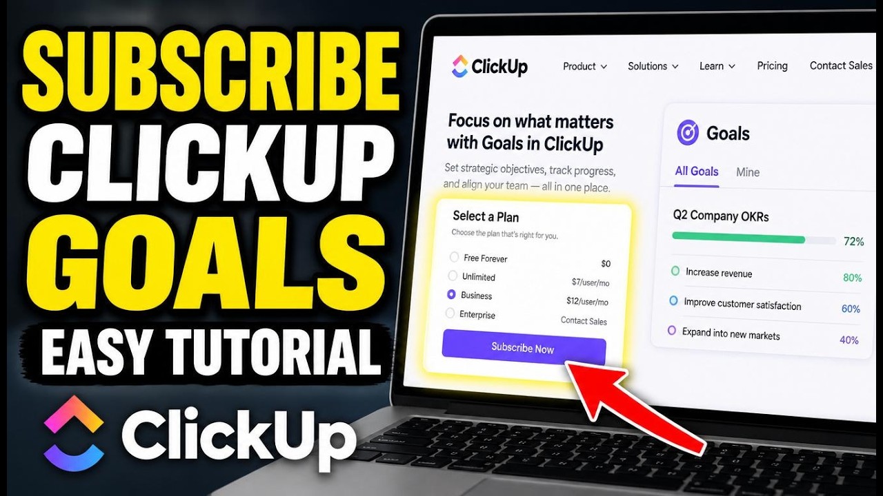 How to subscribe to ClickUp Goals for OKR project management - Easy Tutorial