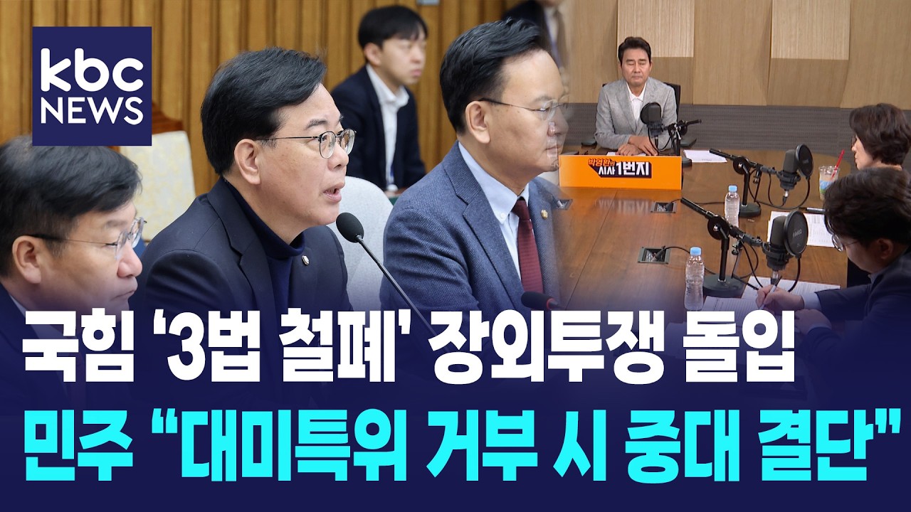 국힘 '3법 철폐' 장외투쟁 돌입, 민주 