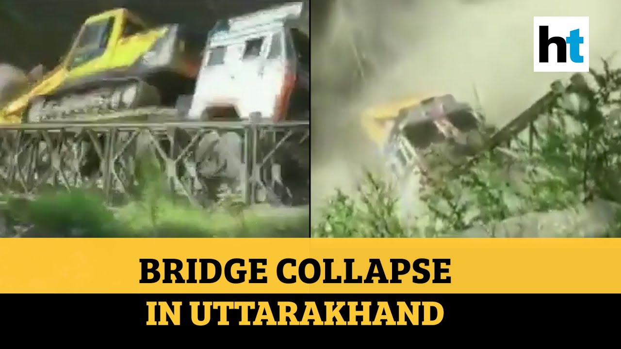 Watch: Truck falls into gorge after bridge collapses in Uttarakhand