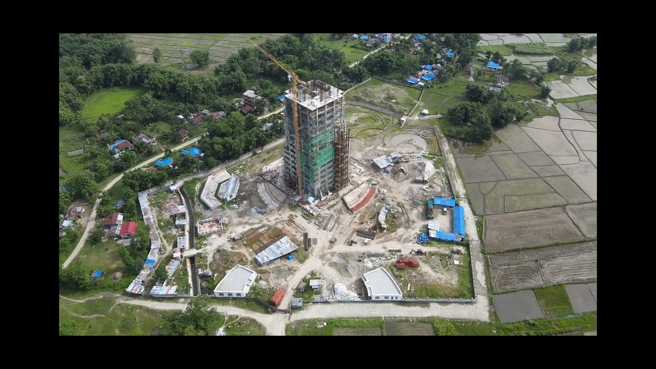 Damak view tower from plane, a popular tourism destination in Nepal