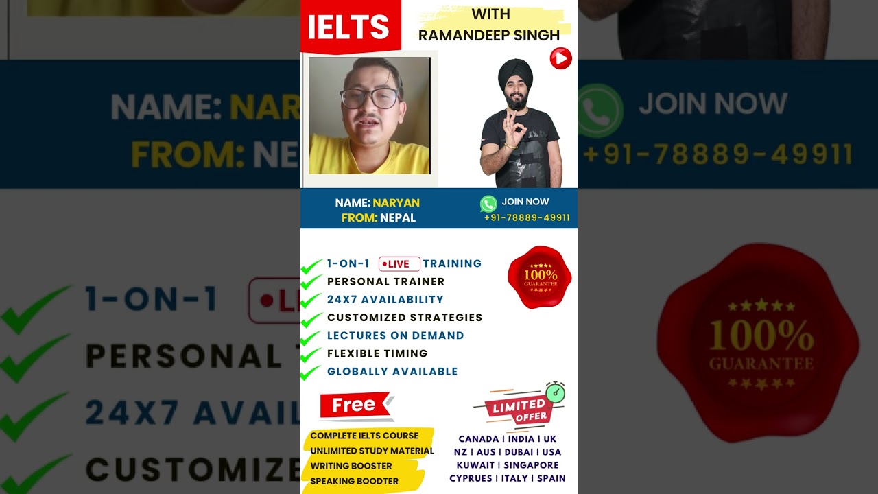 #ieltsonline Feeback For #ieltscoaching #ramandeepsingh By NARAYAN from NEPAL