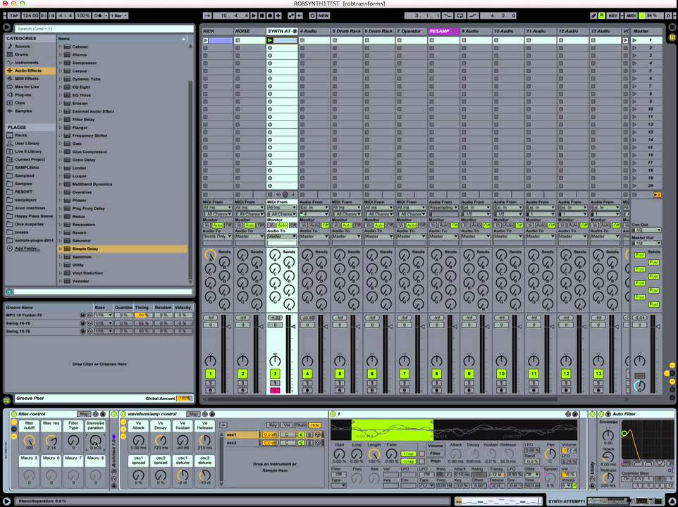 Single Cycle Waveform Synth Using Simpler and M4L Architect