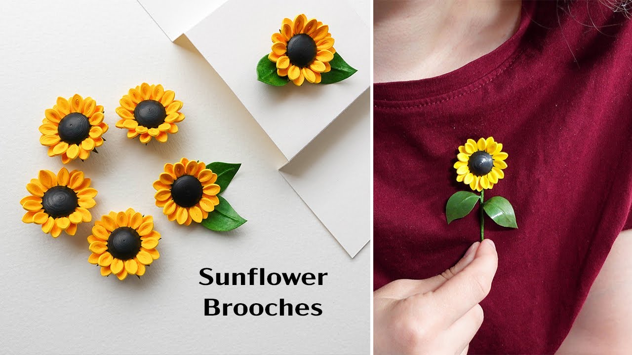 How to Make Paper Quilling Sunflower Brooches | DIY Art | Floral Pins for Shirts
