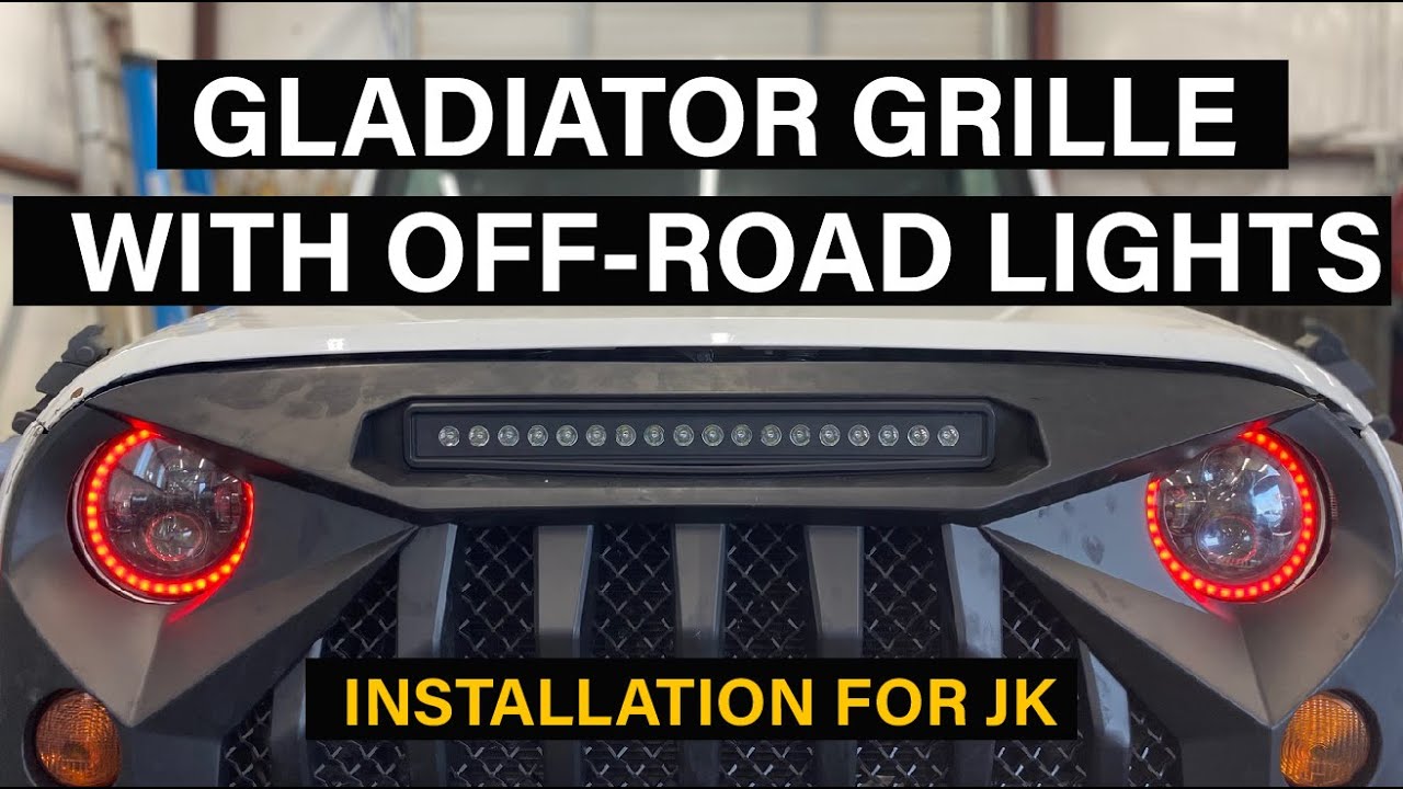 JEEP WRANGLER JK GLADIATOR GRILLE WITH OFF-ROAD LIGHTS INSTALLATION | AMOffRoad