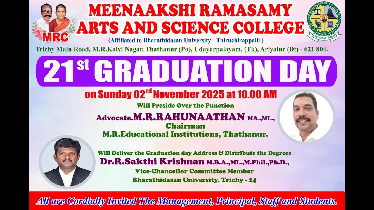 21-st-GRADUATION DAY-2025-M.R.ARTS AND SCIENCE COLLEGE ARIYALUR Dt (MRC) Live Stream