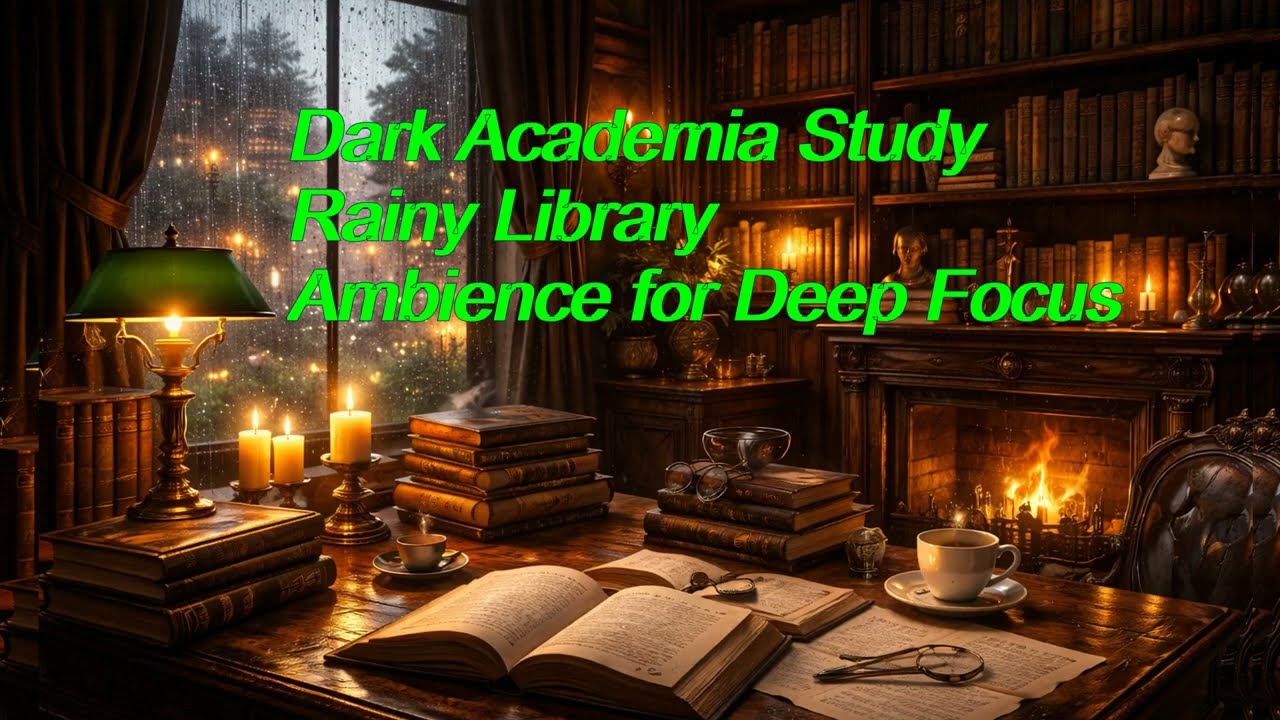 WARNING: INSTANT FOCUS 📚 Dark Academia Rainy Library Study Ambience (Rain Sounds + Study Music)