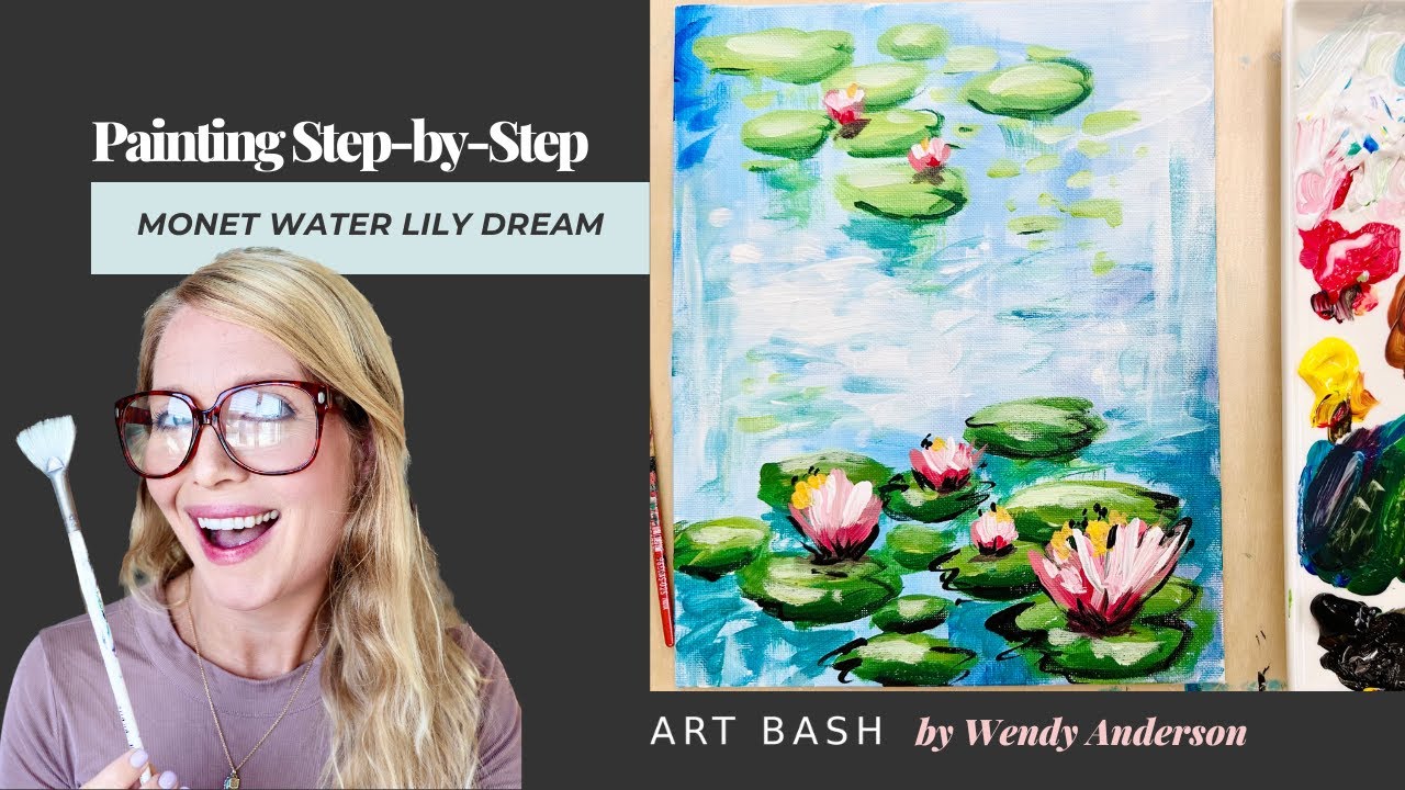 Monet Water Lily Dream Easy and Fun Acrylic Painting Tutorial