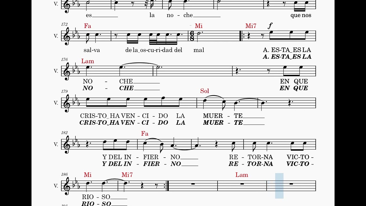 Pregón Pascual (Tono: Dom  o Lam en 3er traste) - Partitura Camino Neocatecumenal