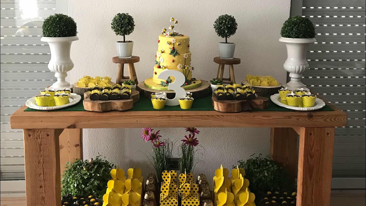 Usando aparador pra decorar a festa - festa em casa (tema abelhinha) vlog