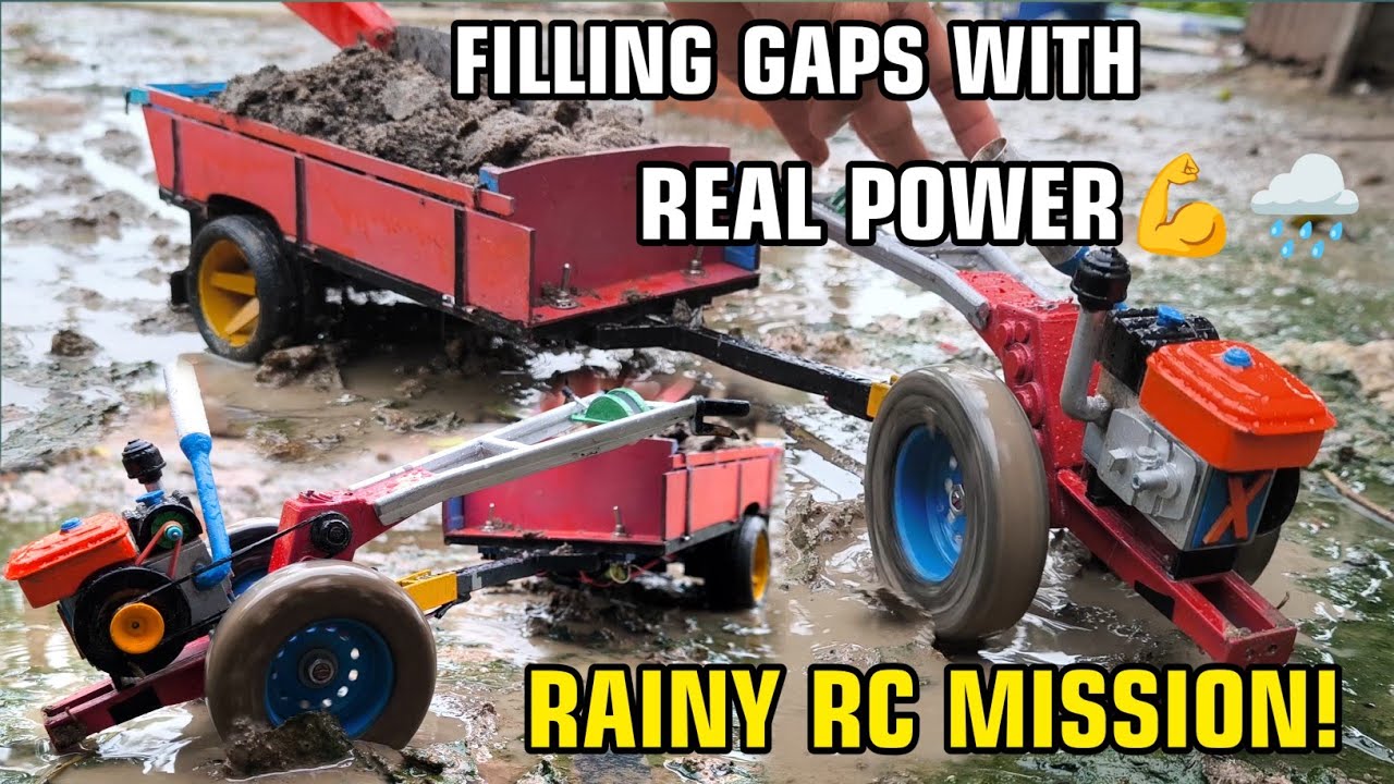 Wow!😱 RC Tractor Delivers Dirt in the Rain - Filling Gaps Like a Real Machines!