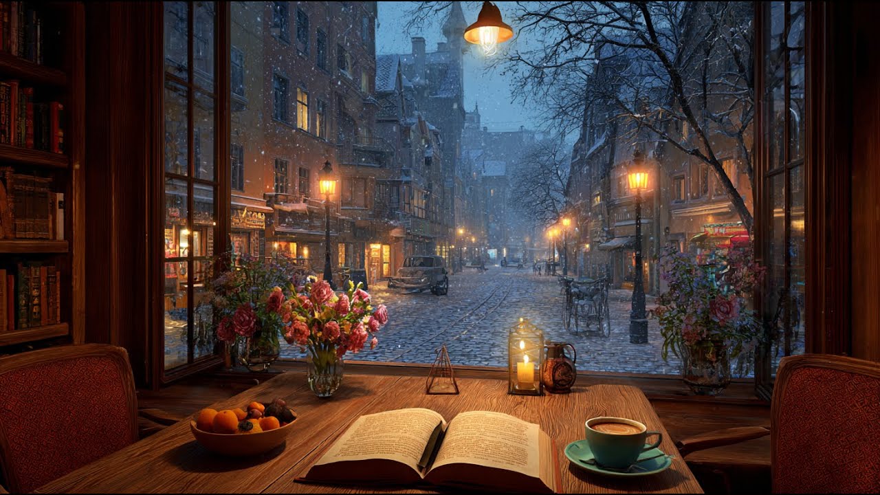 Snowy Night Cafe Lo Fi ☕ Cozy Chill Beats for Studying, Finals Week & Late Night Focus