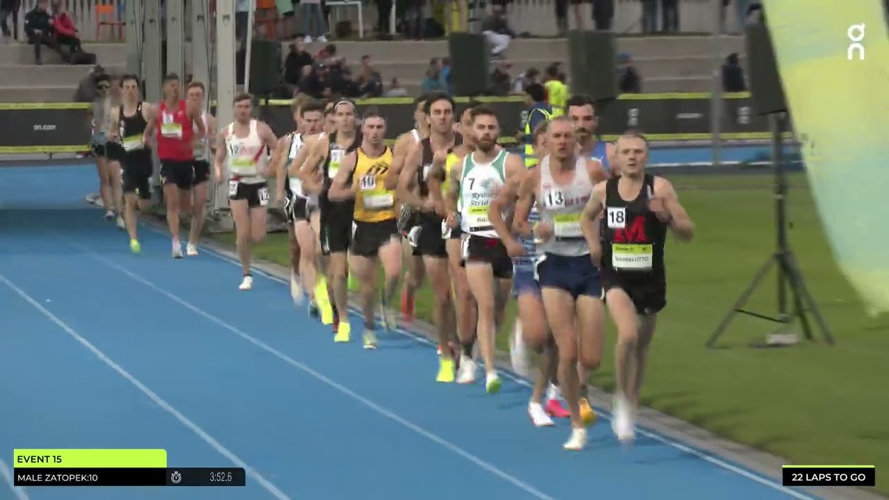 Andrew Coscoran wins the Male Zatopek:10 in 27:56.37: 2023 On Track Nights Zatopek:10