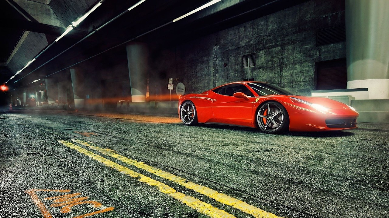 Ferrari racing on the highway