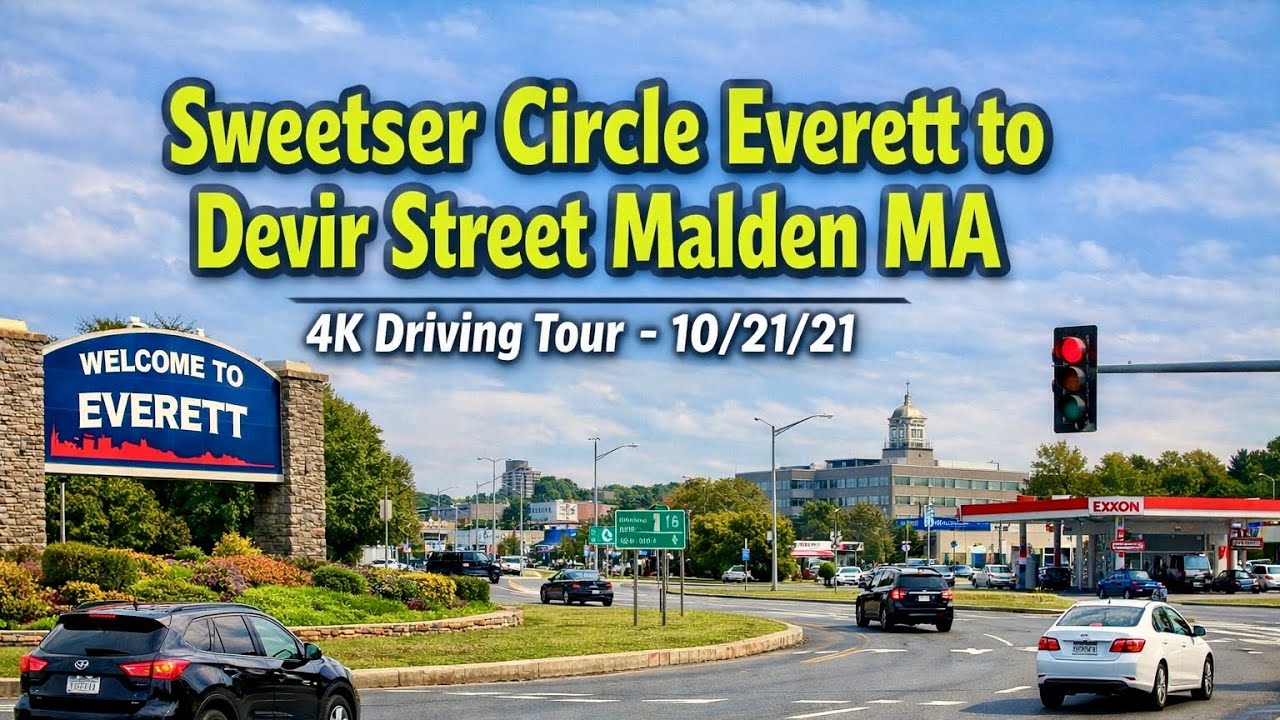 🚘 Sweetser Circle Everett to Devir Street Malden MA | 4K Driving Tour - 10/21/21
