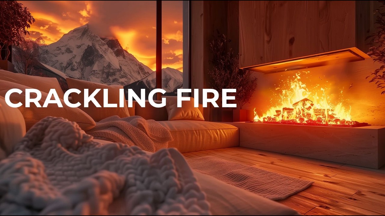 Crackling Fireplace Sounds 3 Hours  Cozy Everest Mountain View  No Music