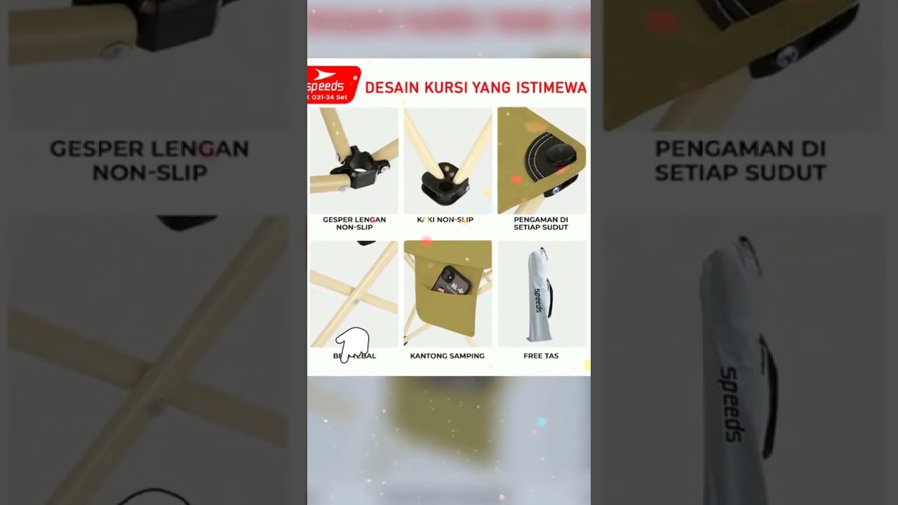 SPEEDS Set Kursi Meja Lipat Rekreasi Folding Chair Table Camping Liburan Berkemah Alam 031-34-CREAM