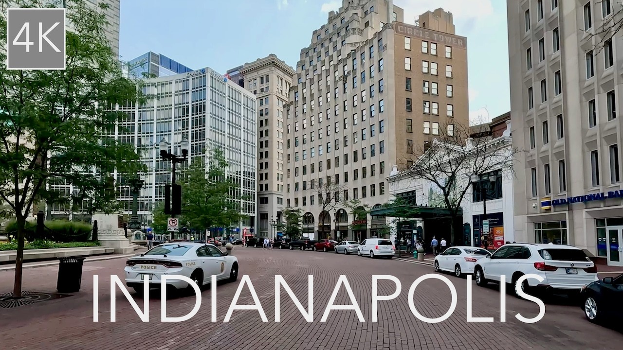Downtown Indianapolis Indiana City Drive 4K - Driving tour of Indy / The Crossroads of America