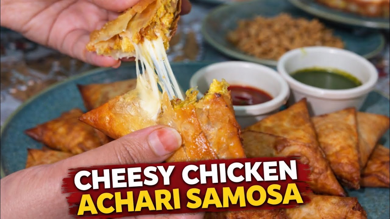Ramadan Iftar Special Cheesy Achari Chicken Samosa Recipe | Super Crispy Snack😍