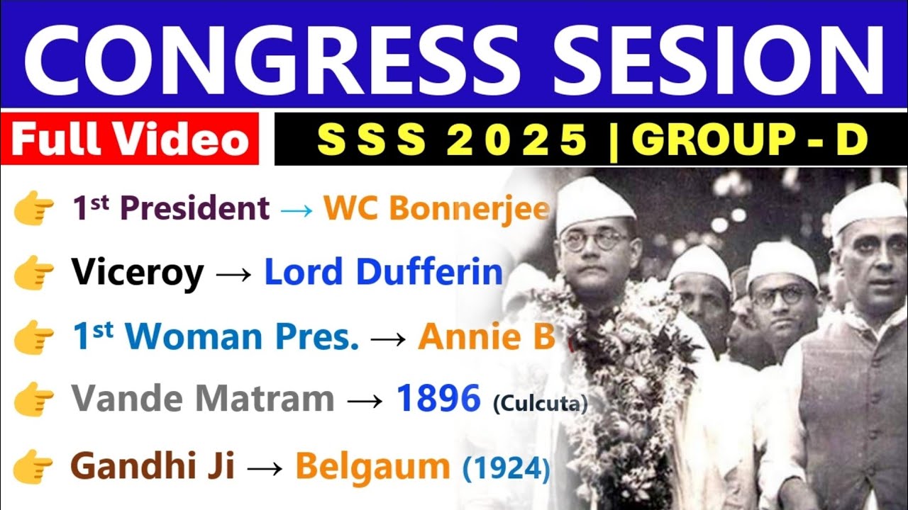 INDIAN NATIONAL CONGRESS SESSIONS | MOST REPEATED QUESTIONS | SSC CGL & Railway Group D 2025 |
