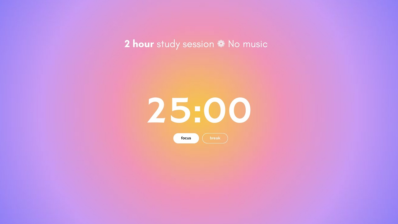 2-hour study session | no music 🔔 | 25 / 5 pomodoro ⏱️