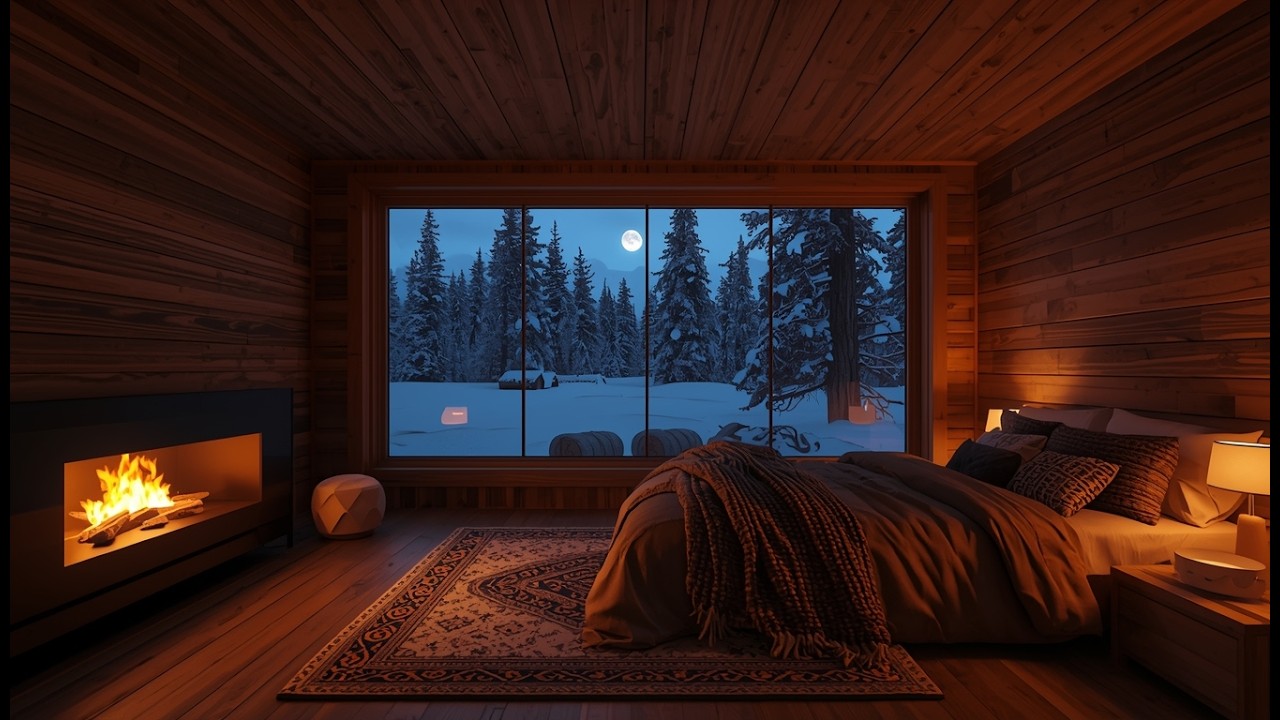 Cozy Cabin Escape The BEST Relaxing Snowfall Sounds with Soft Jazz Music for Stress Relief