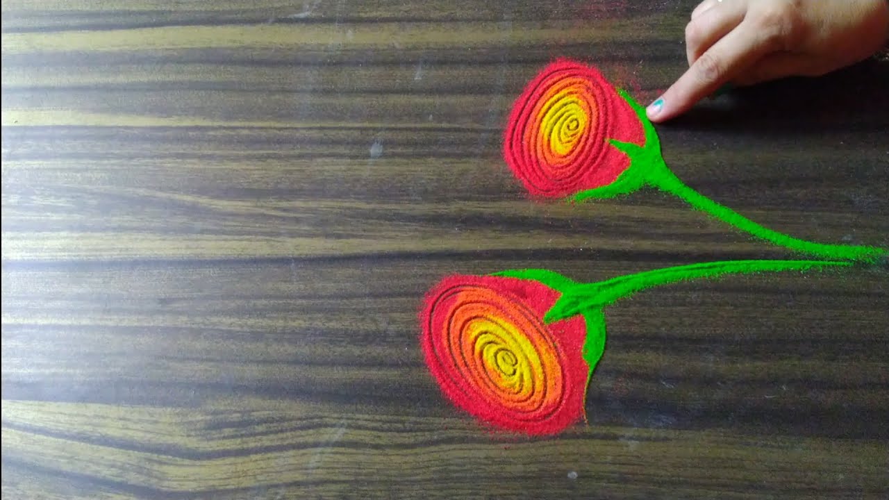 Natural look latest flowers rangoli design by Jyoti Raut rangoli
