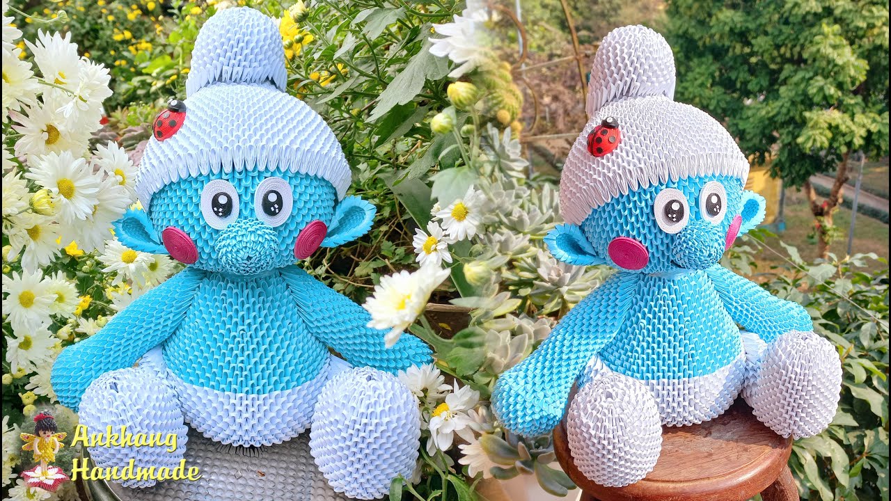 3d origami Smurf | paper cute Smurf , paper toy , home showpieces