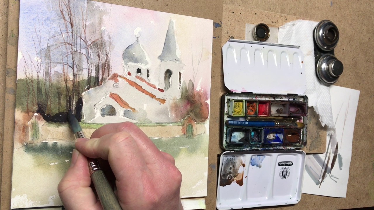 Watercolor sketching: starting en plein air to complete indoor