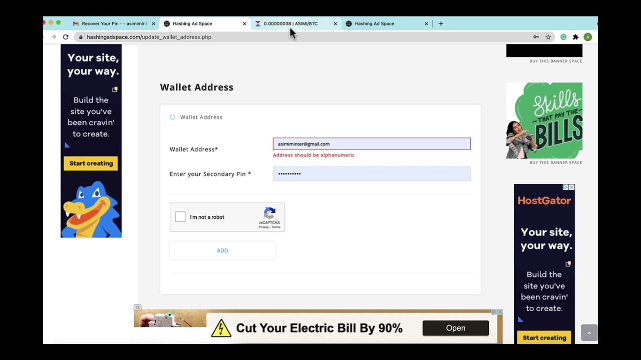 How to Add Your Asimi Wallet Address to Your Hashing Ad Space Account
