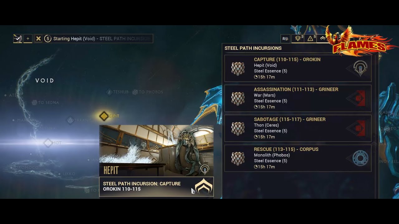 Warframe Steel Path Incursion Hepit (Void) Mission Capture level 110-115
