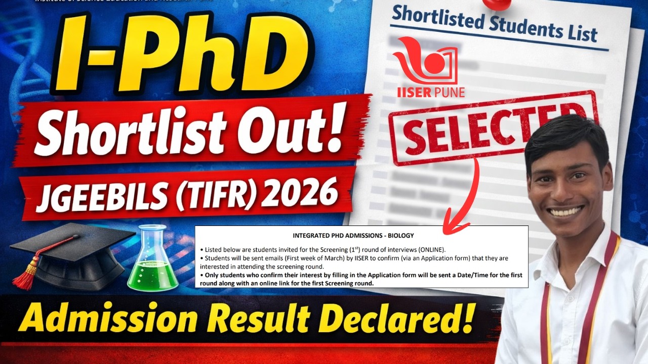 IISER Pune I-PhD Shortlist 2026 Out 🔥 | JGEEBILS (TIFR) Qualified Students List Released!