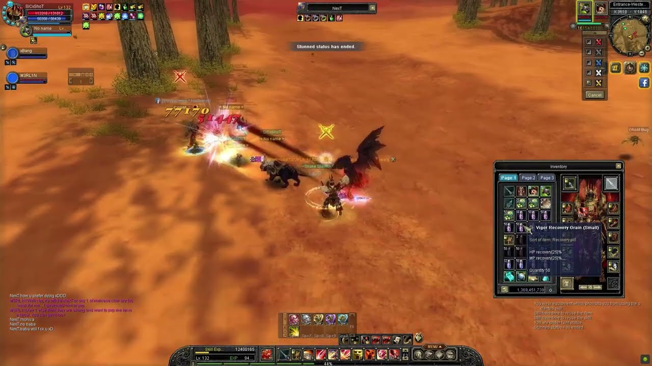 Silkroad Online Nyx PvP 14dg set char against 15dg set brainless player