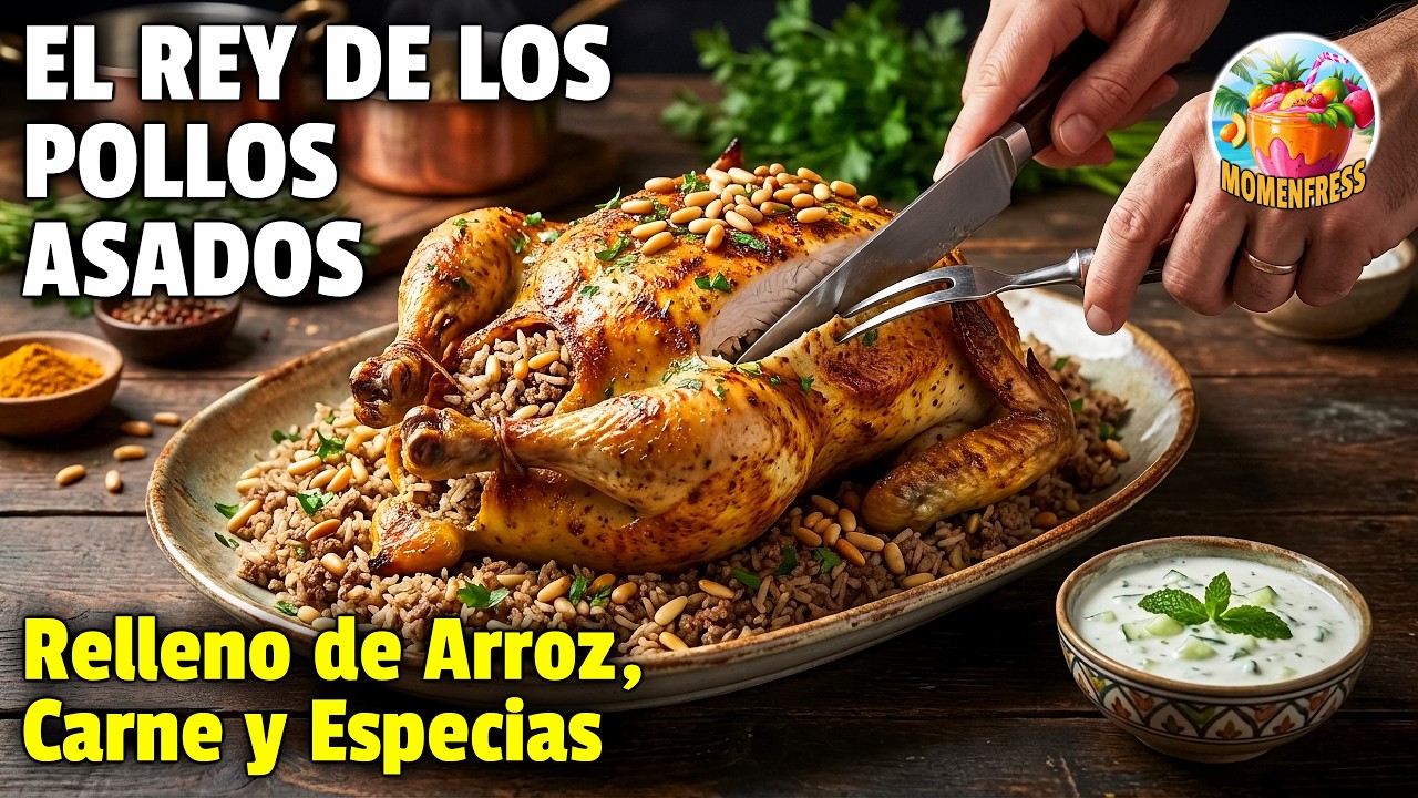 El Mejor POLLO ASADO RELLENO del Mundo 🍗 (Receta Árabe: Dajaj Mahshi) ¡Queda Súper Jugoso!